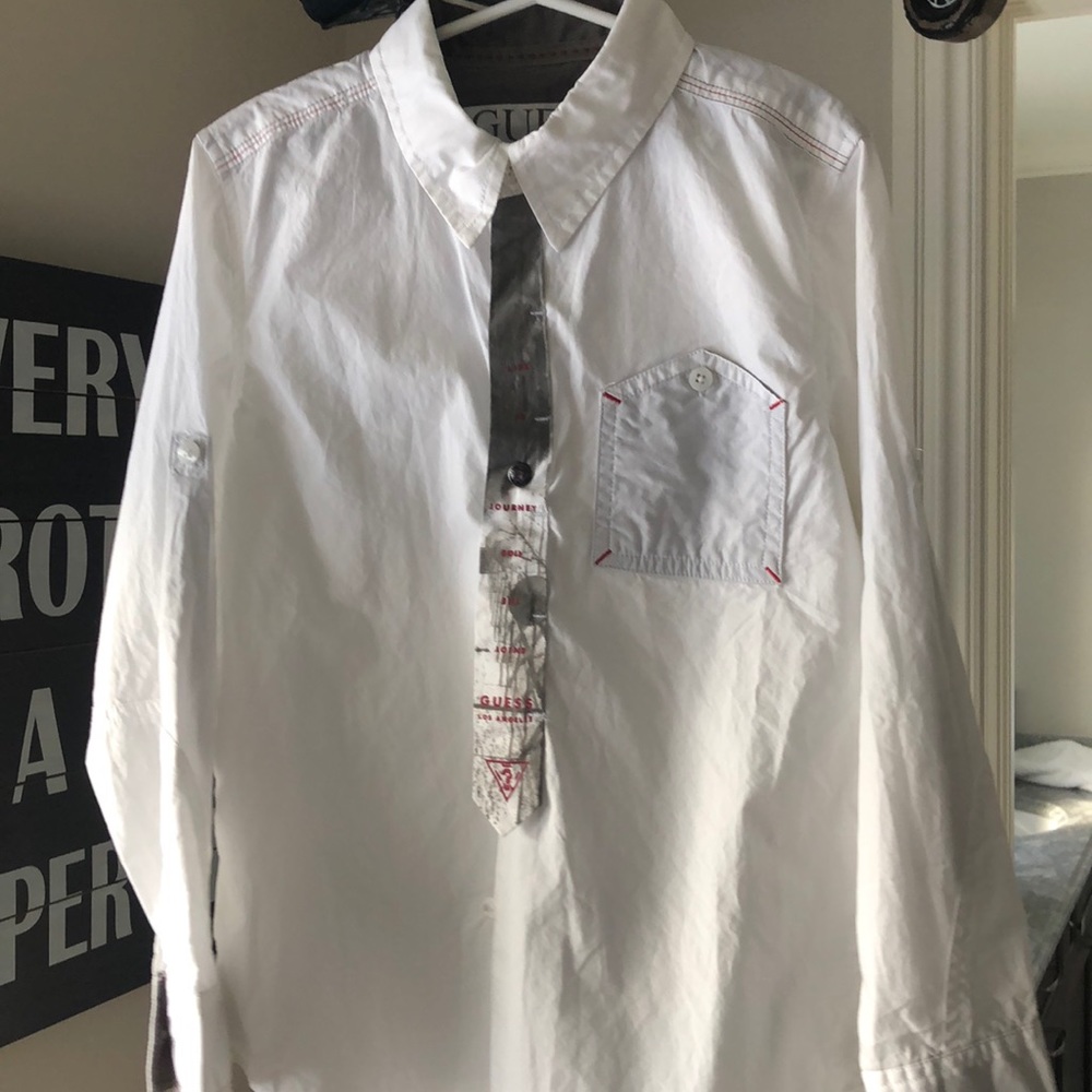White Guess Button Down